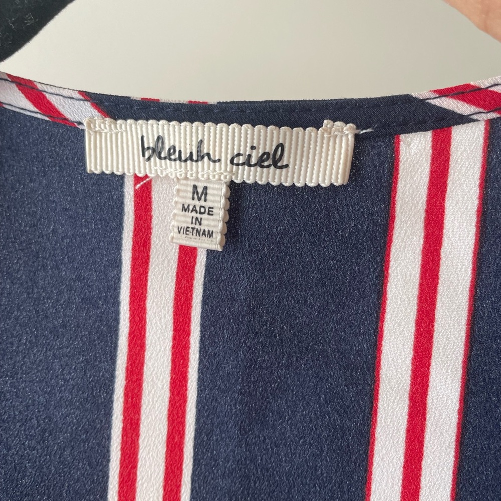 Navy/White/Red Striped Robe/Overcoat Jacket Size M - Picture 3 of 4